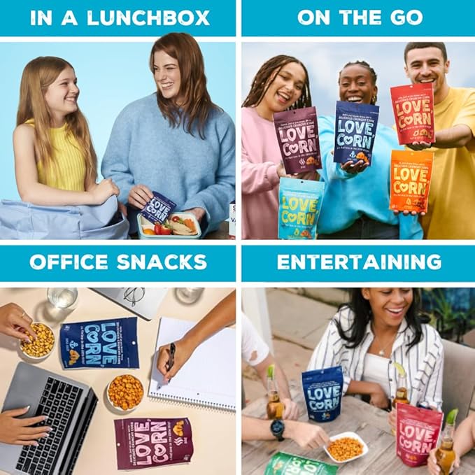 LOVE CORN Salt & Vinegar 0.7oz x 20 Bags - Delicious Crunchy Corn - Healthy Family Snacks - Gluten Free, Kosher, NON-GMO - Alternative for Chips, Nuts, Crackers & Pretzels - Perfect for Charcuterie Boards