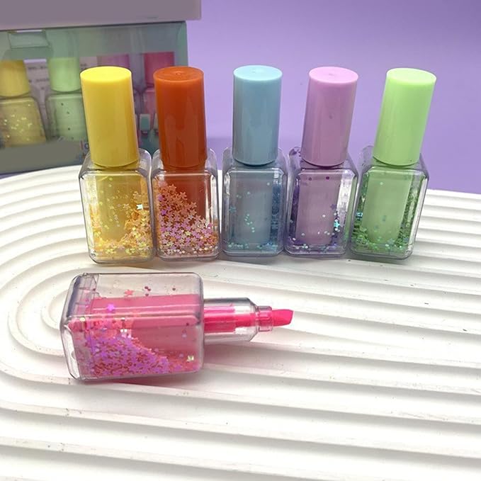 4 Pcs Multifunctional Highlighters Set Nails Polish Shape Highlighter Marker Fluorescent Pen Bible Marker Pen
