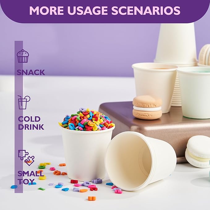 3 oz Disposable Paper Cups, Mouthwash Cups, Small Coffee Cups for Bathroom Rinsing, Mini Water Drinking Cups for Espresso, Samples, 600 Pack
