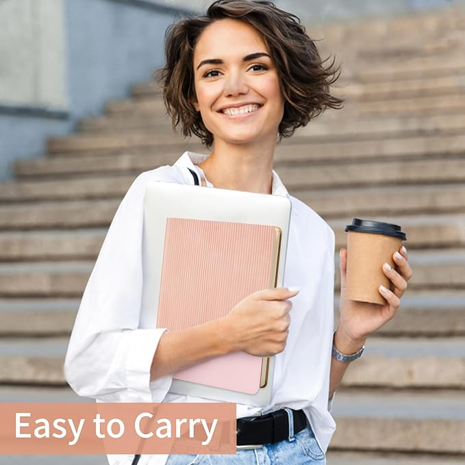 Lined Journal Notebook for Work College Ruled Note Book 5.79"x8.27" A5 PU Leather Daily Journaling 216 Pages for Women Men Writing Home School Supplies Business (Pink)