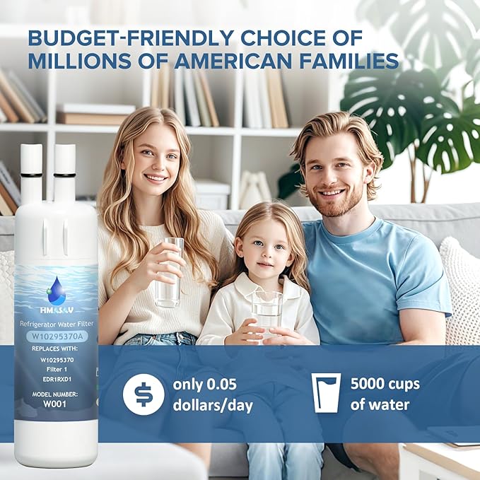 EDR1RXD1 Water Filter Replacement Whirlpool, Compatible with Everydrop Filter 1, W10295370A, EDR1RXD1B, W10295370, WHR1RXD1, KAD1RXD1, P4RFKB2, P8RFWB2L, 46-9930, 46-9081, 2PACK