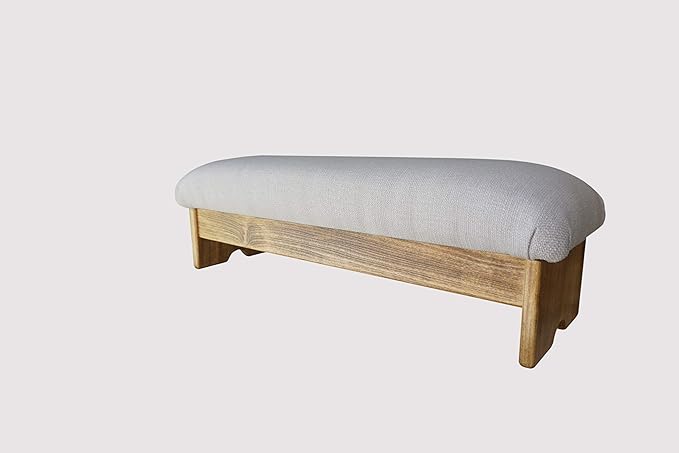 Bedside Padded Foot Stool, Maple Stain 9" Tall (Made in The USA) (Malibu Sea Salt - 9" Maple)