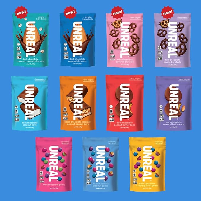 Unreal Dark Chocolate Peanut Gems | Vegan with Colors from Nature | Fair Trade, Non-GMO, Gluten Free Ingredients | No Sugar Alcohols or Soy, 13oz, 1 Bag