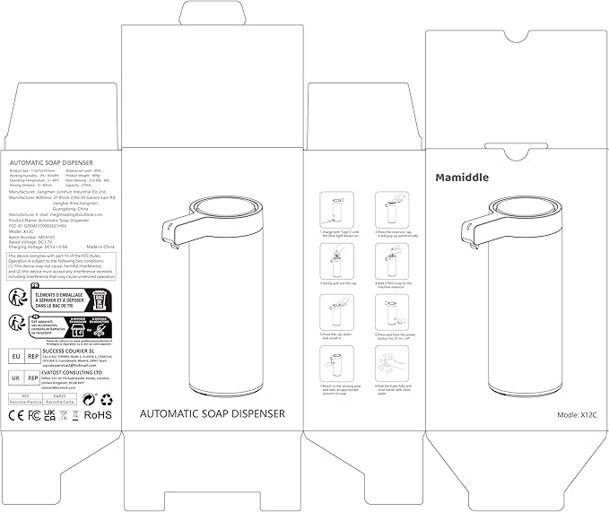 Automatic Soap Dispenser Stainless Steel with Sensor Infrared Soap Dispenser Electric IPX5 Waterproof USB-C Charging Motion Sensor for Kitchen & Bathroom (Gold)