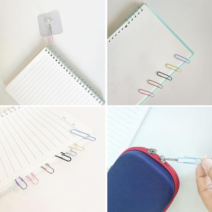 Medium Paper Clips 33 mm/1.3 Inch Size 300 Pcs PaperClips Assorted Colored for Home, School and Office Use