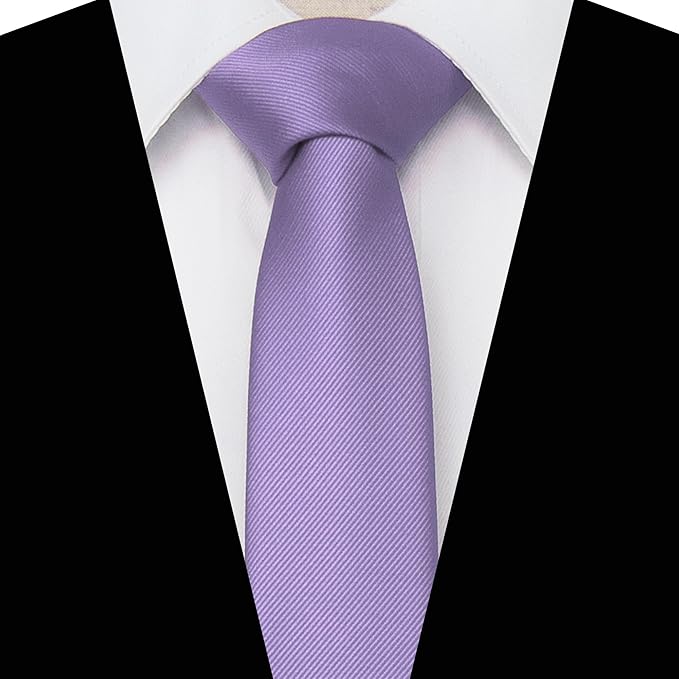 JEMYGINS 2.4" Solid Color Skinny Tie and Pocket Square with Tie Clip Sets for Men (6cm)