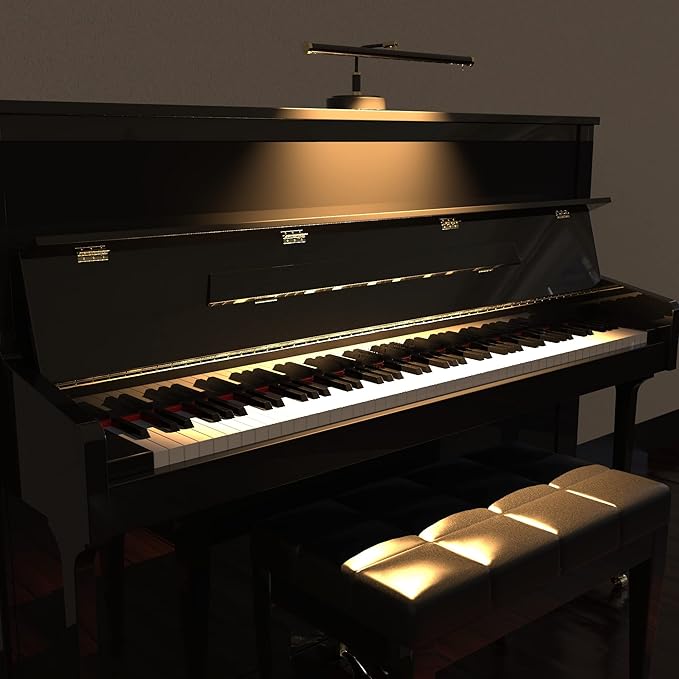 Cocoweb 19" Black with Brass Accents LED Directional Piano Desk Lamp - PLED101D (Satin Nickel)