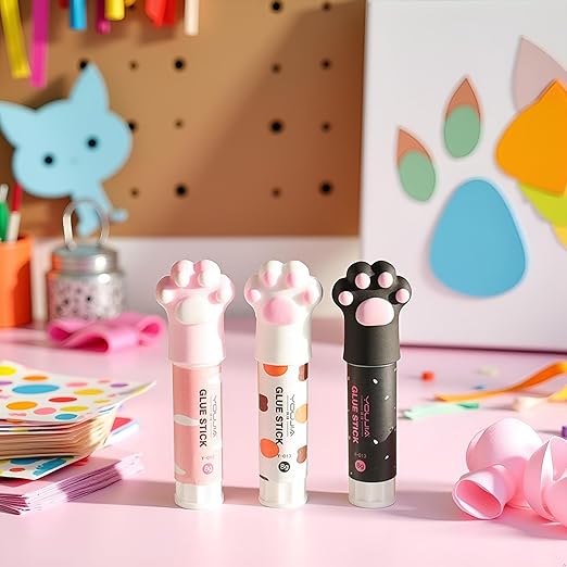 3Pcs Random Color Cat Claw Cute Glue Stick Kawaii Stationery Binding Tool School Office Supplies One Piece Art Glues and Pastes