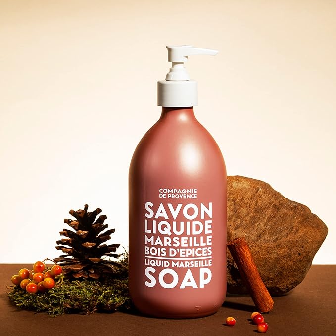 Compagnie de Provence Savon de Marseille Extra Pure Liquid Soap - Woodland Spice - 16.7 Fl Oz Glass Pump Bottle