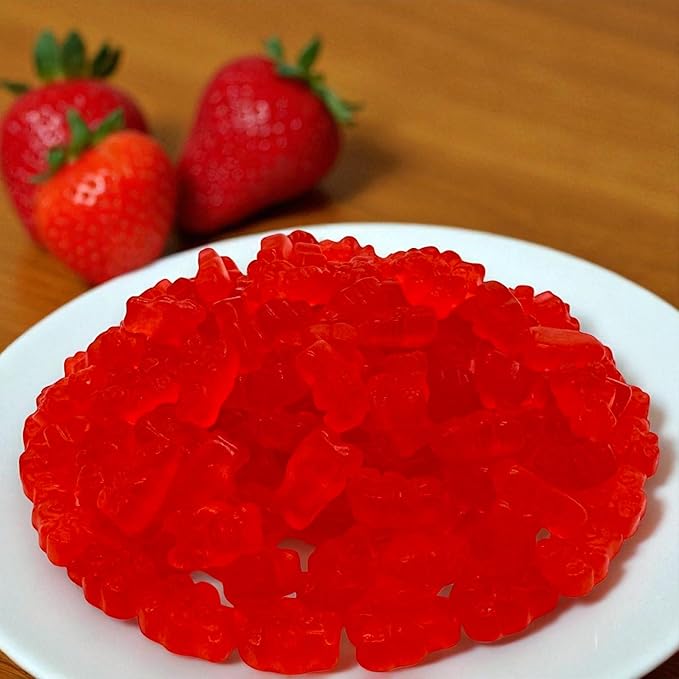 Irresistibly Delicious Strawberry Gummy Bears - 1.5 lbs of Fruity Bliss-Soft, Chewy, and Bursting with Tangy Delight-Great for Kids and Adults of All Ages(24 oz)