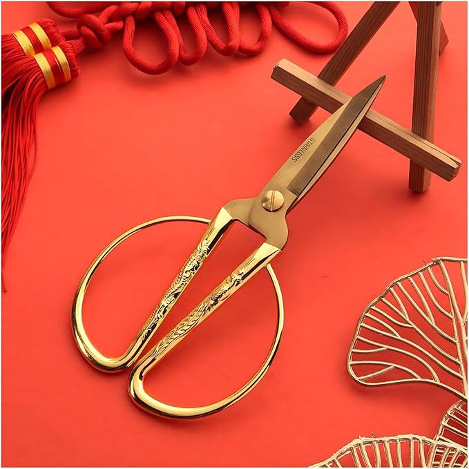 Gold Scissors, Ribbon Cutting Scissors for Grand Opening Ceremonies, Special Events Inaugurations and Ceremonies, Right/Left Handed 7.48"