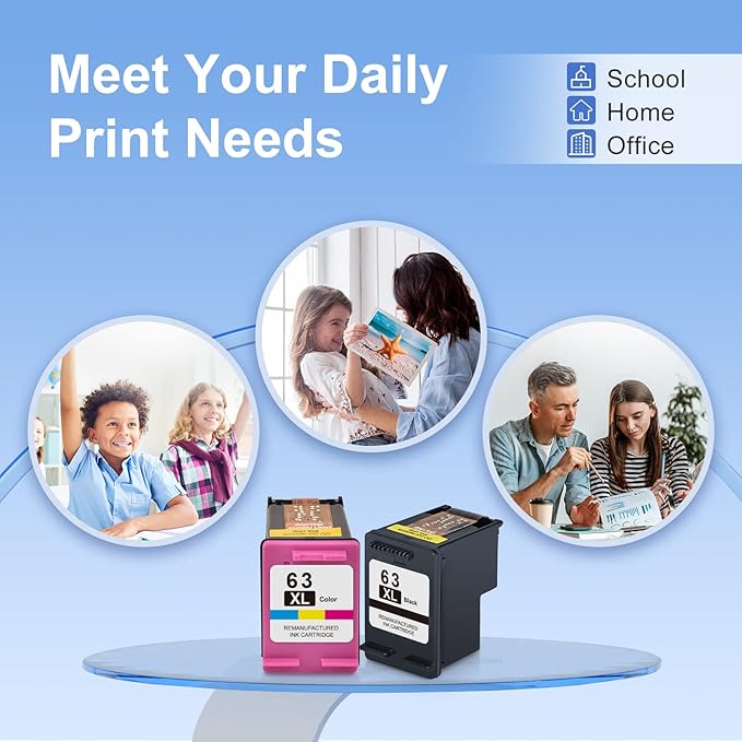myCartridge SUPRINT 63XL Ink Cartridges Black and Color Combo Pack Replacement for HP Ink 63 63XL for OfficeJet 5255 4650 3830 5258 4652 Envy 4520 4512 Printer 63 Ink