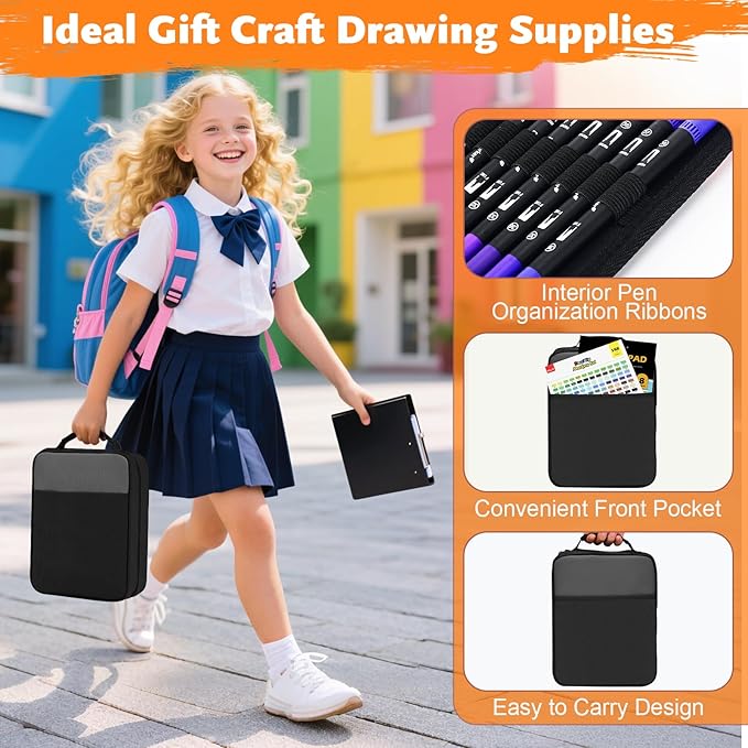 Dual Brush Marker Pens,168 Colors Art Markers Set with Fine & Brush Tip for Kids Adult Coloring Book, Bullet Journaling, Drawing, Note Taking, Planner, Hand Lettering, Calligraphy, Art Supplies Kit