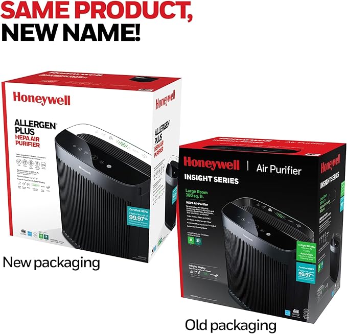 Honeywell HEPA Air Purifier for Home, 1733 Ft² Rooms in 1 hour, Air Quality Indicator, Auto Mode, Reduces Allergens, Dust, Pollen, Smoke, Pet Dander, Odors, Black, HPA5200