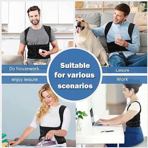 Posture Corrector for Women and Men,Adjustable Full Back Brace and Shoulder Straightener,for Back Pain Relief,Hunchback Correction,Scoliosis,Thoracic Spine,Posture Trainer(Black/Large