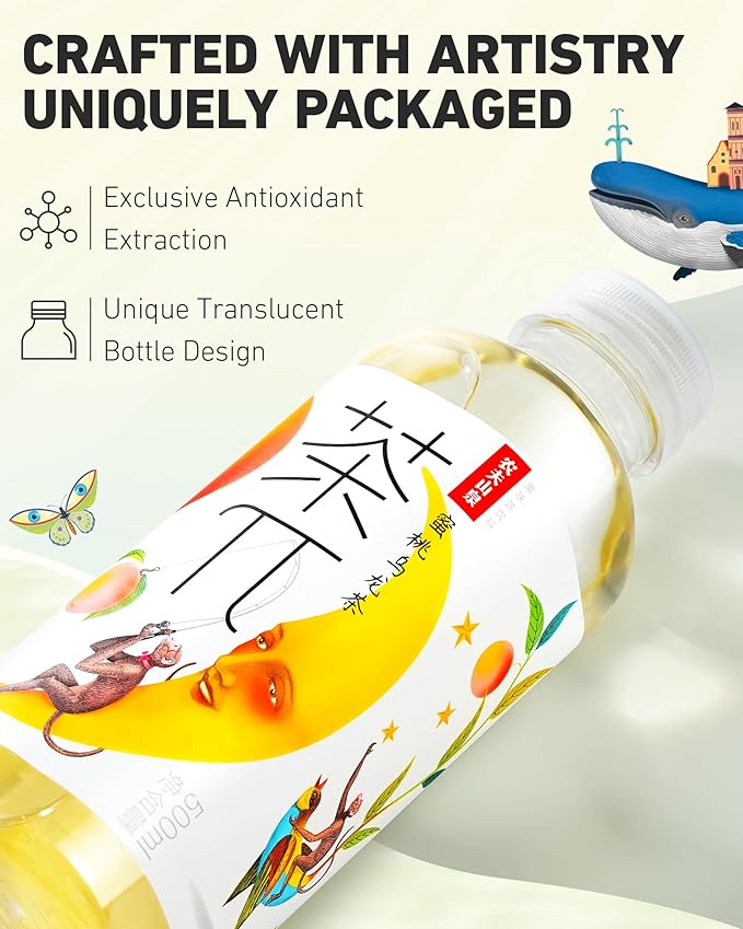 Tea PI Iced tea – Peach Oolong Tea Sweet Iced Fruit Tea Bottles, Real Juice, -16.9 fl oz, 500mL, 15 Pack