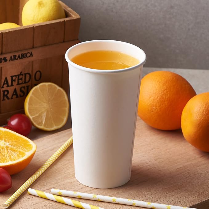 CIAO! 20oz White Paper Hot Cup, Disposable, 90mm Diameter 600 Count