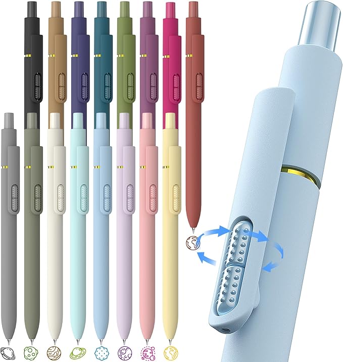 16 Pack Colorful Gel Ink Pens,Quick-Dry 0.7mm Fine Point Fidget Pens for Smooth Writing, Journaling & Drawing, Aesthetic Pens for Women, School & Office Supplies (16 Pcs Vintage+Morandi Colors)