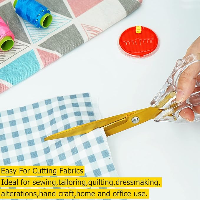 Premium Gold Scissors,Acrylic Scissors,Sharp Titanium Coated Blades Scissor all Purpose Comfort-Grip Handles for Office and Home Craft Scissor Sewing 2 Pack 8.5 inch