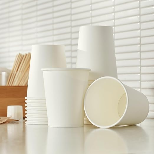 Amazon Basics Compostable Coffee Cups, 12 Ounces, Paper, 1000 Count (Pack of 1), White