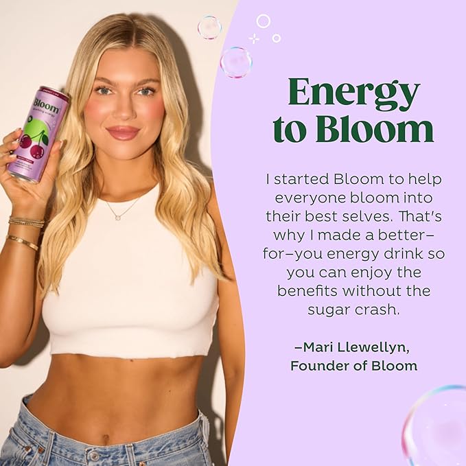 Bloom Nutrition Sparkling Energy Drink - Natural Caffeine, Zero Sugar, 180mg Caffeine - Antioxidant-Rich with Green Coffee Bean, Green Tea Extract, Prebiotics - Crisp Apple - 12oz 12 Pack