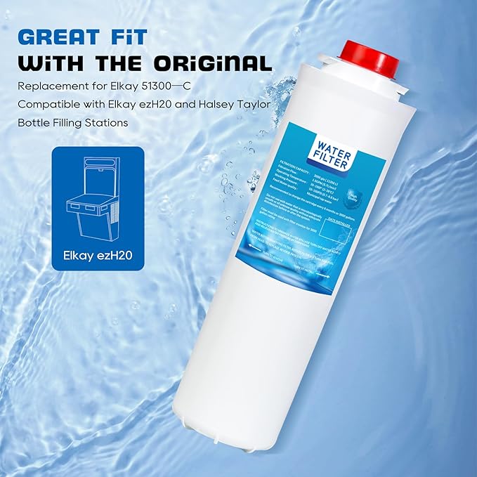 51300C Replacement (4 Packs-No Chip),Compatible with EzH2O Filter Replacement Bottle Station High Capacity 3000 Gallon,Replacement EWF3000 for 51300/C ERF750, 51299C, 55898C (4)