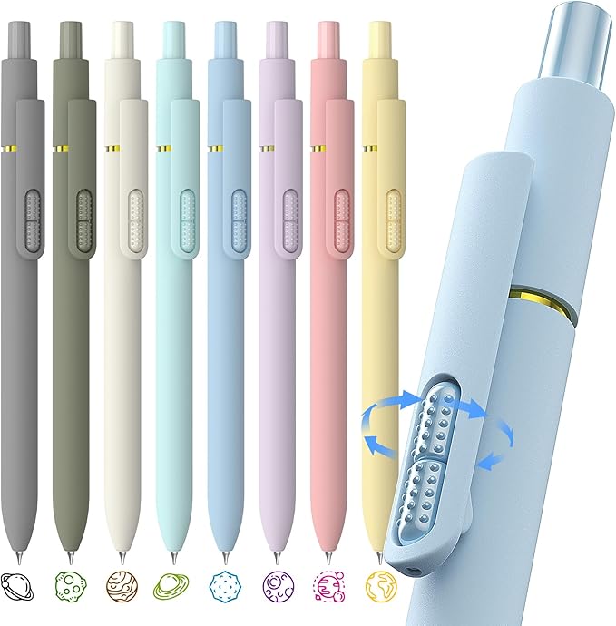 8 Pack Colorful Gel Ink Pens,Quick-Dry 0.7mm Fine Point Fidget Pens for Smooth Writing, Journaling & Drawing, Aesthetic Morandi Color Pens for Women, School & Office Supplies (Morandi Colors)