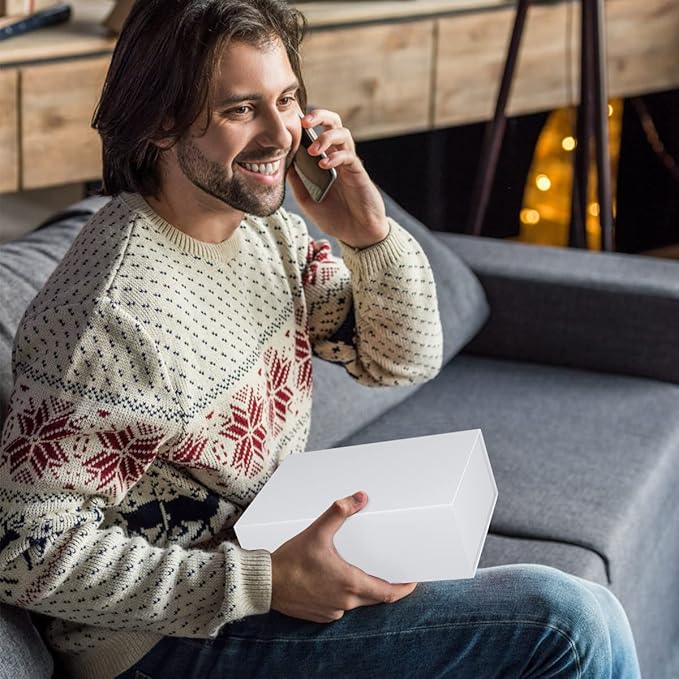 White Gift Box 10" x 6" x 3" with Magnetic Closure Lid Gift Boxe for Presents,Bridesmaid Gifts Boxes,Cute Box,Birthday Box,Luxury for Gift Packaging, Magnetic Gift Boxe for Wrapping Gifts (White)