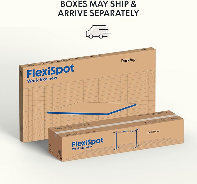 FLEXISPOT EN1 One-Piece Standing Desk 55 x 28 Inches Stand Up Desk Workstation Home Office Computer (White Frame + Gray Wood Top, 2 Packages)