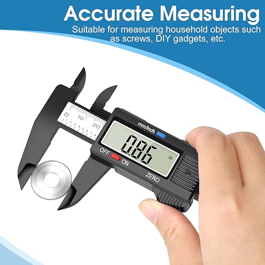 Digital Caliper Calipers Measuring Tool, 0-6inches Electronic Caliper with Premium Large LCD Screen, Inch and Millimeter Convert, Auto-Off Feature, High Precision and Clear Display, HnoaTovy