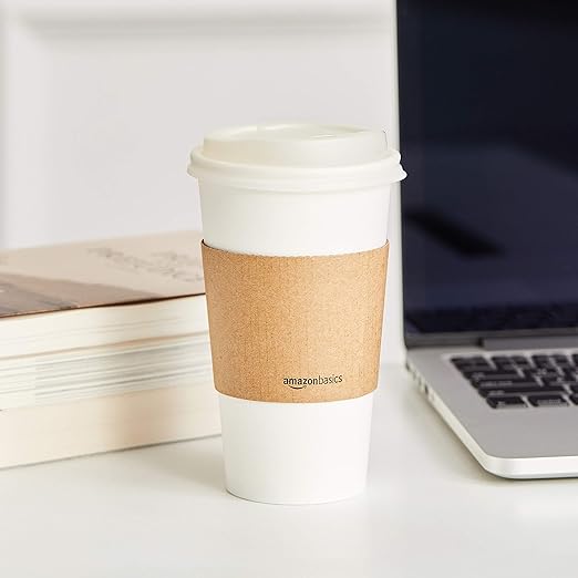 Amazon Basics Compostable Coffee Cups, 16 Ounces, Paper, 500 Count (Pack of 1), White
