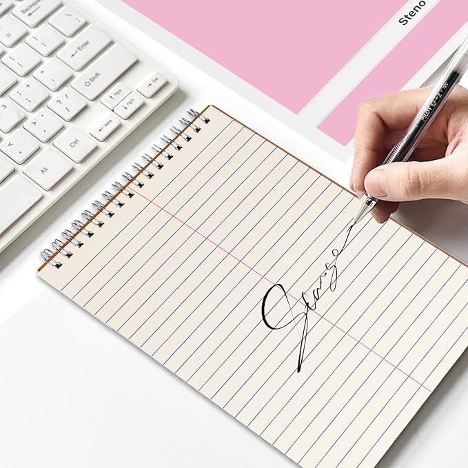 Steno Pads – 6x9 Inches 80 Sheets Steno Notebooks for Writing Notes in School, University, College & Office (2PCS Pink)