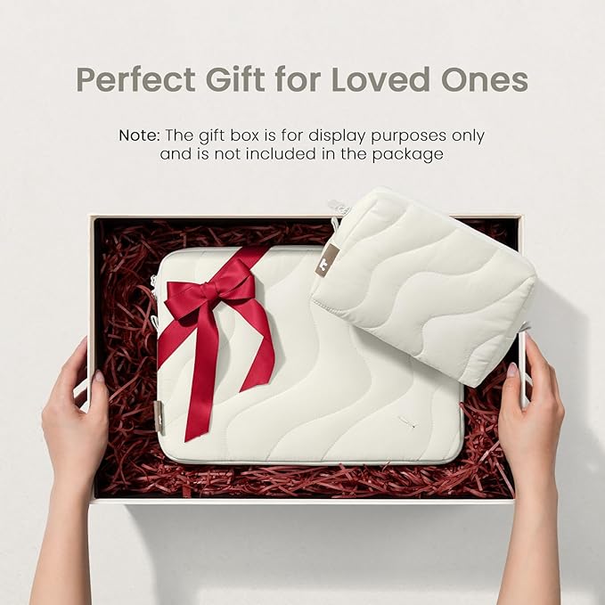 tomtoc 360 Protective Puffy Laptop Sleeve Kit for 14-inch MacBook Pro M5(2025)/M4/M3/M2/M1 Pro/Max A3434 A3112 A3401 A3185, Quilted Soft Puffer Computer Bag with Tech Pouch for 13.8" Surface Laptop 7