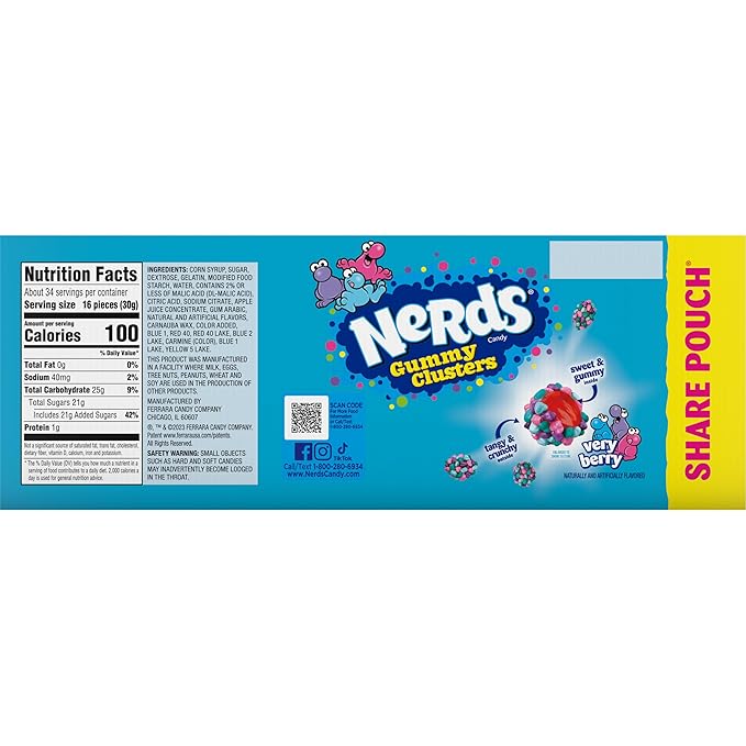 Nerds Gummy Clusters Candy, Very Berry, 3 Ounce (Pack of 24)