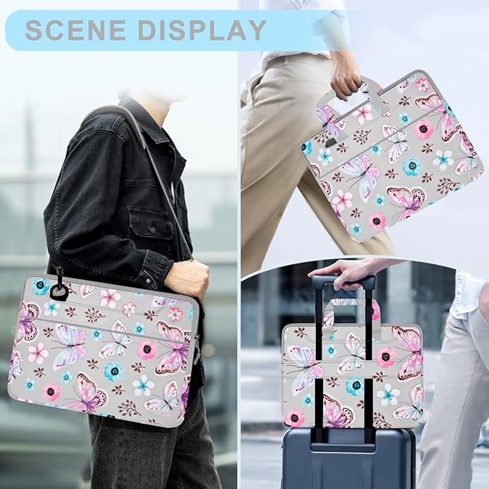 Universal Laptop Shoulder Bag 13-17.3 Inch Shockproof Briefcase with Multi-Pockets & Adjustable Strap for MacBook Pro/Air