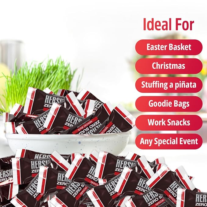 Zero Sugar Special Dark Chocolate Candy Bulk Pack - Individually Wrapped Sugar Free Chocolate Candy Bar Snack Size for Office Cravings, On the Go Snacking and Party Favors, 2lb