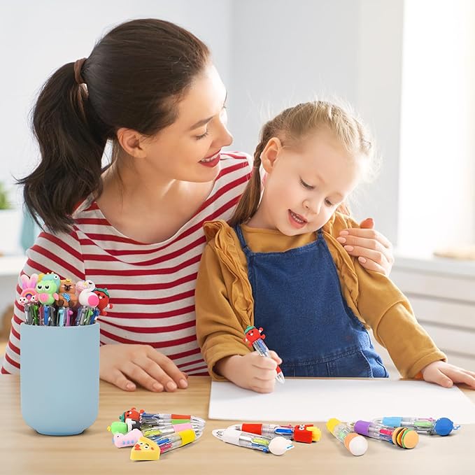 LiYiQ 25 Pcs Multicolor Pen in One Fun 4-in-1 Cute Pens Bulk Kawaii Cool Ballpoint Pens for Kids Fun Gifts (25)