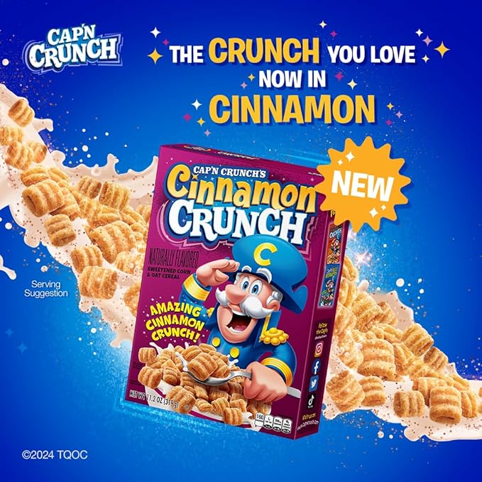 Cap'n Crunch Cereal, Cinnamon, Original & Crunch Berries Variety Pack (4 Pack)