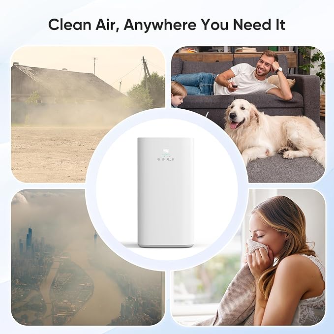 VUSIGN Smart Air Purifier for Large Rooms up to 1800 ft², CADR 242 CFM, H13 HEPA Filtration, WiFi App Control, Air Quality Display, Sleep Mode, Pre-Filter, for Home & Pet Spaces – White