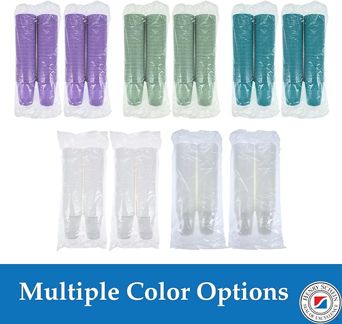 Henry Schein Disposable Cups, 5 oz, Purple (200 Count) – Dental Rinse Cups, Double-Coated for Durability, Latex-Free, Embossed Grip, Ideal for Medical, Office, and Event Use
