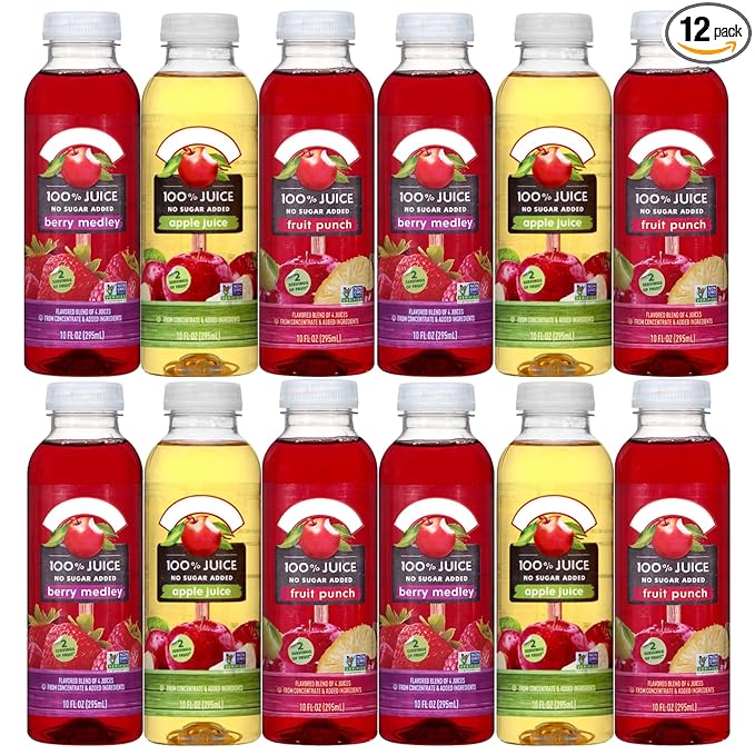 Apple nd Eve's 100% Fruit Juice Variety Pack, 12 Bottles (10 fl oz Each) – Apple, Berry Medley & Fruit Punch, No Sugar Added, Non-GMO