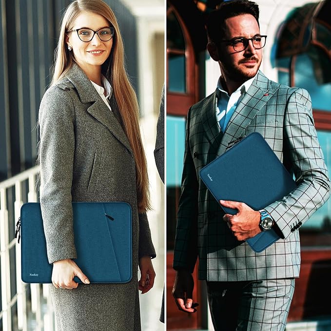 Laptop Sleeve Bag 13.3 inch, Shockproof Protective Computer Cover with Accessories Pocket, Portable Laptop Case Compatible with MacBook Air/Pro 13-13.3 inch, Compatible for MacBook Pro 14 inch, Cyan