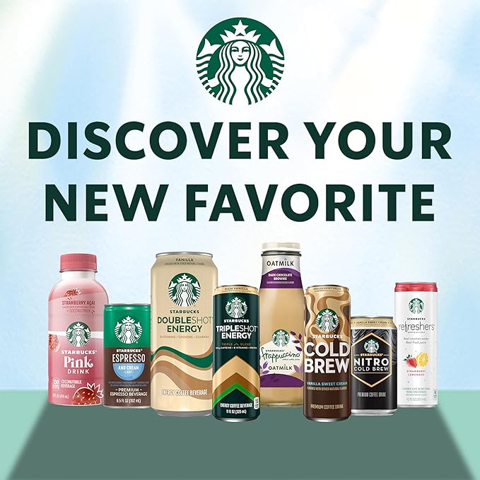 Starbucks Iced Energy Drink, 3 Flavor Variety Pack (Tropical Peach, Watermelon Splash, Blueberry Lemonade), Zero Sugar Energy Drink, Plant Based Caffeine, Hydration, Mental Clarity, 12x12 Fl Oz Cans