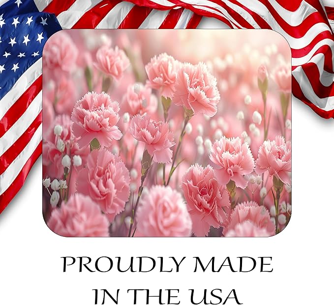 Floral Pattern Flower Mouse Pad Mat Mousepad for Desk Computer Laptop PC Gaming Home or Office Gift for Her Flowers (Pink Carnation MP107)