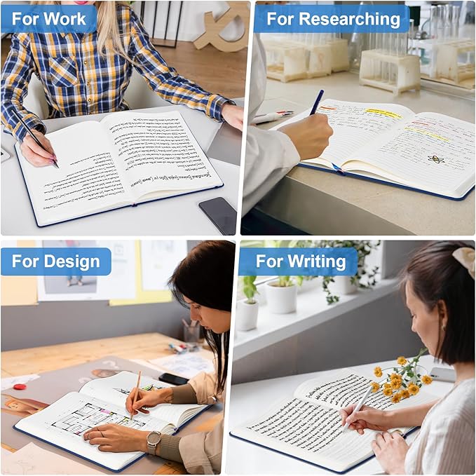 COMIX A4 Lined Journal Notebooks, 240 Pages, Large Size-8.5" x 11", Navy, Hardcover Journaling Notebooks for Men & Women- Fits for Office, Business, School, Notes Taking & Writing