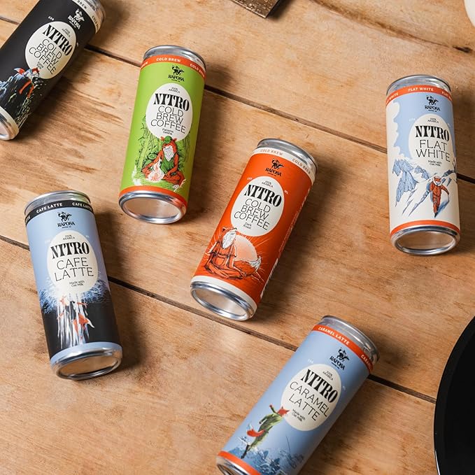 Raposa Nitro Cold Brew Ready to Drink Coffee 250ml - 8.45oz - Made with Oat Milk- Dairy Free - Vegan Cold Brew Ready to Drink, Non GMO, No Artificial Anything - 150mg Caffeine (Cafe Latte (12 Pack))