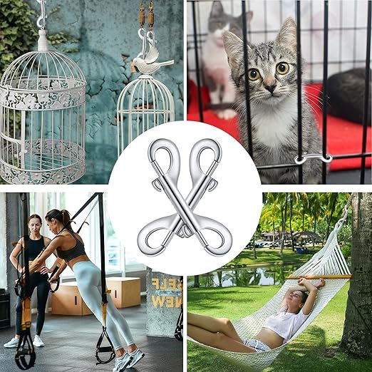 Hotop 30 Pcs 3.5 Inch Double Ended Bolt Snaps Hooks Zinc Alloy Trigger Chain Metal Clips Key Holder for Linking Key Chain Dog Leash Collar Pet Sling Feed Buckets(Silver)