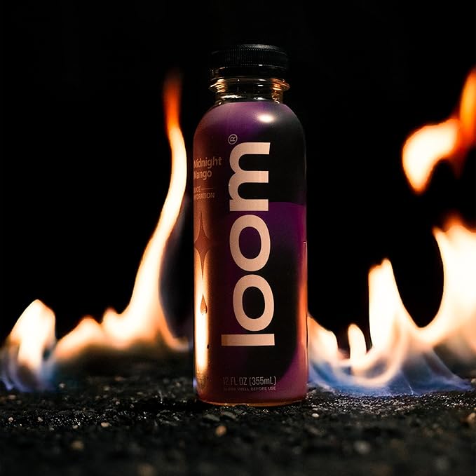 Midnight Mango Juice Drinks by Loom, Low Sugar Juice, Real Fruit, No Added Sugar, 30 Calories, Vegan, Gluten Free, 12 oz bottles, 12 pack