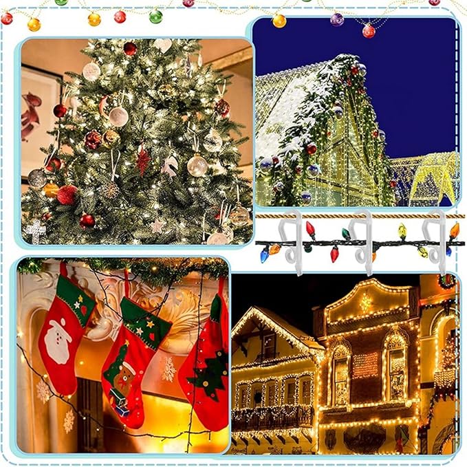120 Pcs Christmas Light Clips Outside Gutter Hooks - Plastic Holiday Gutter Light Weatherproof Hooks for Halloween Christmas Roof Tree Hanging Outdoor Decoration String Lights (White)