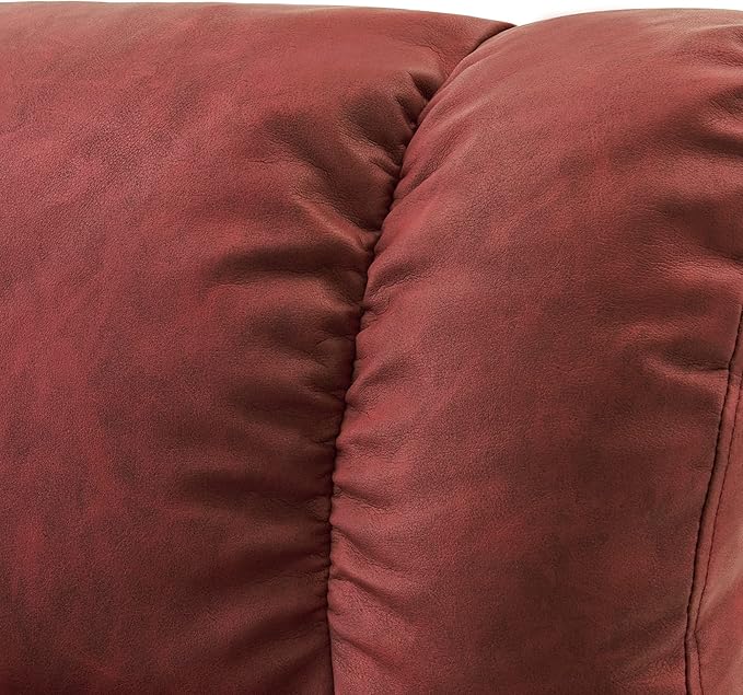 MCombo Swivel Recliners with Ottoman, Reclining TV Chairs with Vibration Massage, Faux Leather Ergonomic Lounge Chair for Living Room Bedroom 4832 (Burgundy)